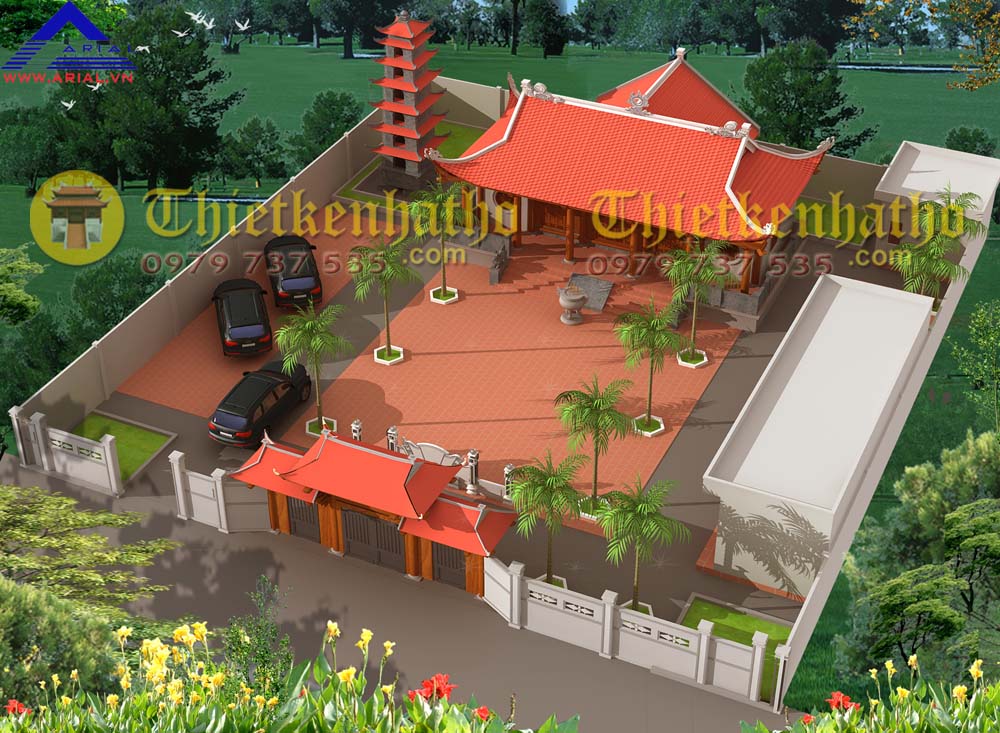 Mẫu số 51: Nhà thờ 5 gian 4 mái 3 hành lang có Hậu cung ở Tĩnh Gia Thanh Hóa